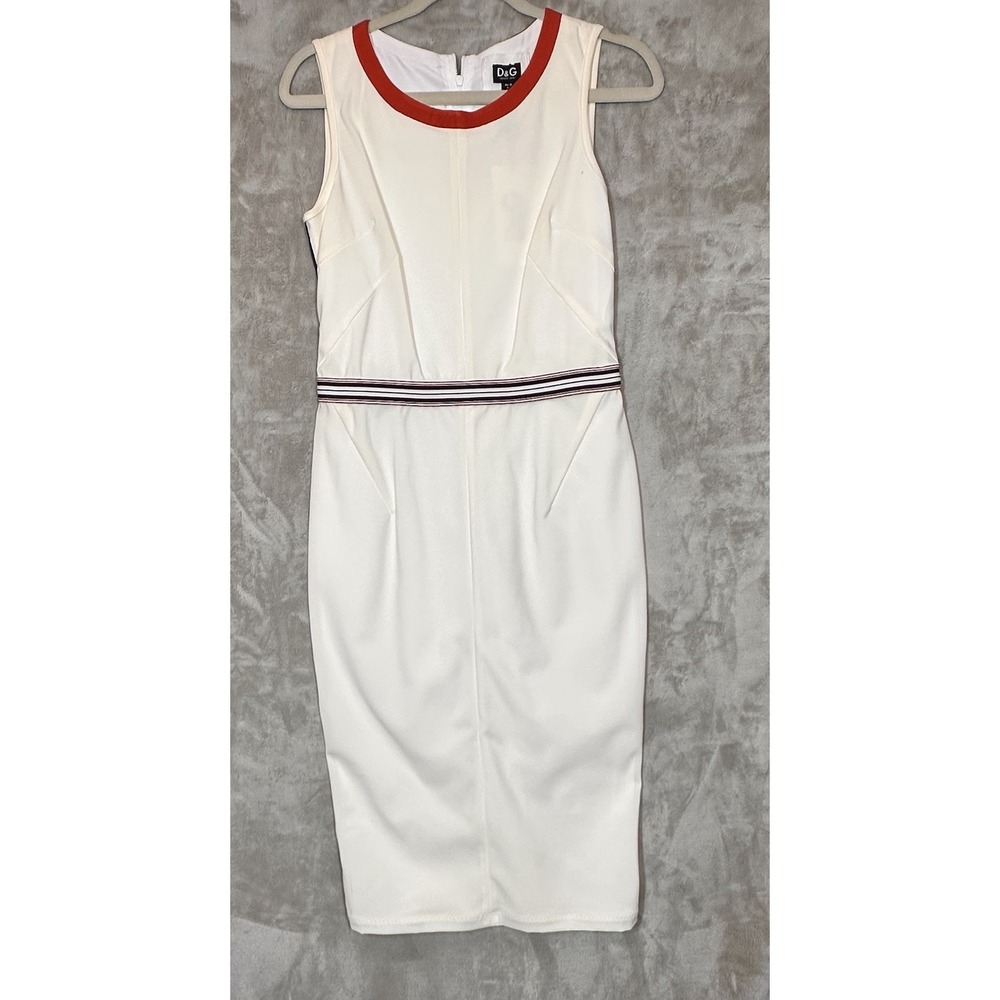Vintage DOLCE & GABANA D&G Y2K White Bodycom Midi Dress Stretch 42 6